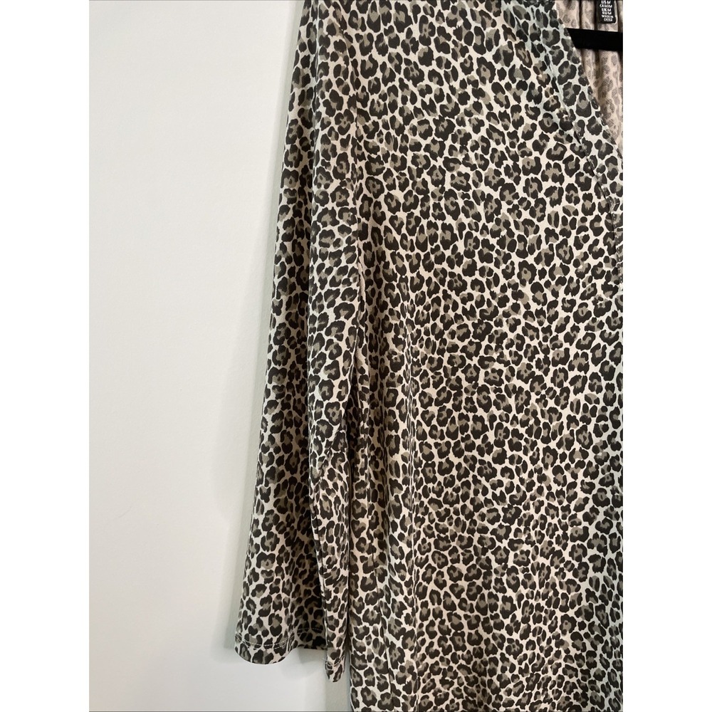 Jasmine & Juliana M Leopard Print Tunic Top Tan Black Stretch Boho Blouse - Picture 2 of 11